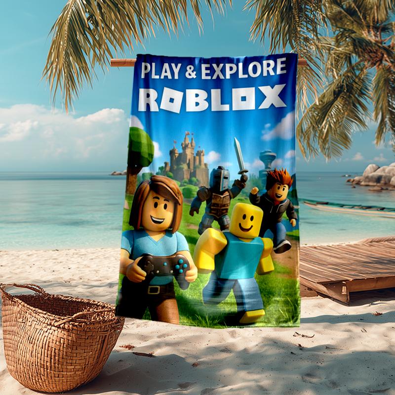 Ultra-Soft Beach Towel with Roblox Theme,Ideal for Pool - Camping, Diving - Perfect Travel Essential, Vibrant Beach Towel.