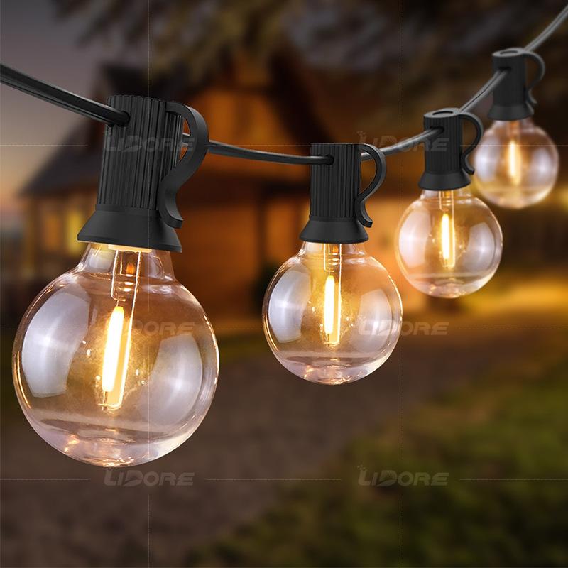 European standard 50 lights + 2 prepared bubble 30M g40 alloy wire light string Christmas and Halloween decoration waterproof outdoor camping atmosp