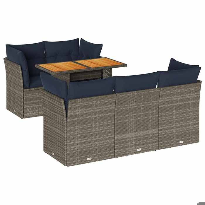 VidaXL Garden Furniture 6 Pcs with Grey Cushions Wicker, Outdoor Sofa Set, Corner Sofa Set 3326889