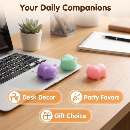 Kitten Squeeze Stress Toy, Soft Cat Fidget Ball, Cute Animal Decompression Toy for Office Desk, Gift for Cat Lovers