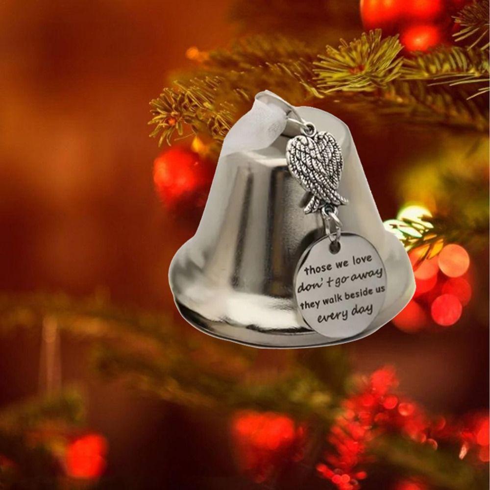 Metal Angel Wings Christmas Tree Bells Silver Christmas Tree Pendant Holiday