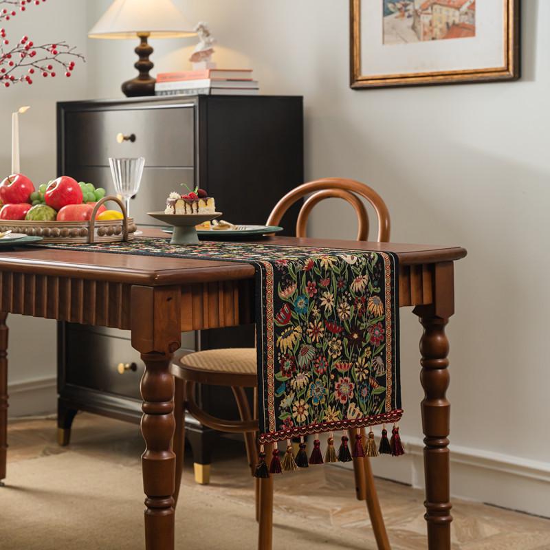 Американский Ретро Жаккардовый Сорока Цветок Кисточка Столовая Дорожка/Покрывало Полиэстер