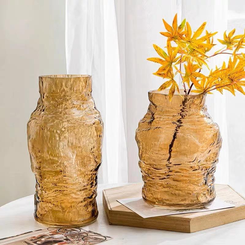 Стеклянная ваза Неправильные линии складок Цветочные композиции Аксессуары Гидропоника Террариум Украшения для дома Аксессуары