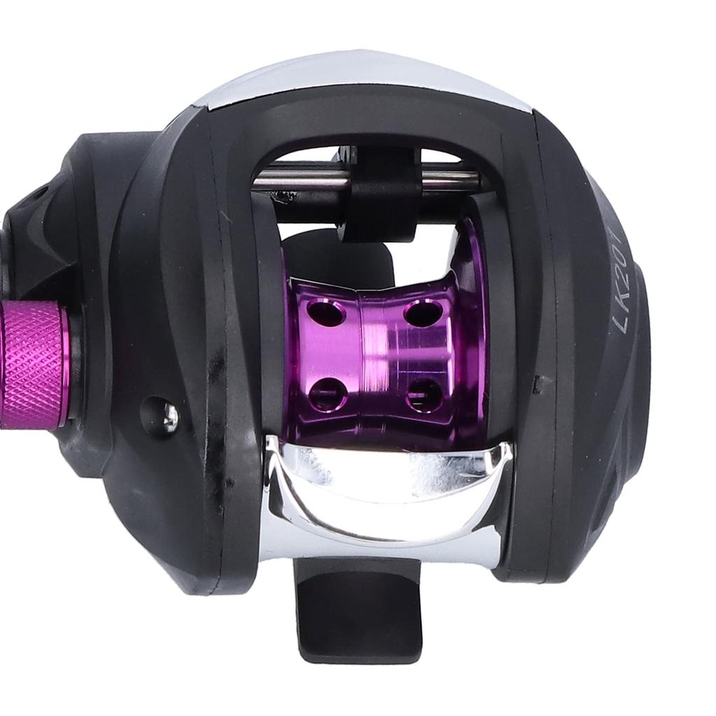 Колесо для рыбалки с магнитным тормозом, катушка для заброса приманки большой емкости, долгий срок службы, легкий вес, может использоваться для рыбалки (LK201 Черный и фиолетовый