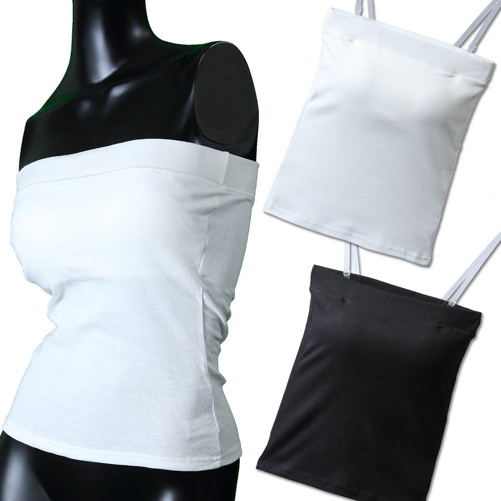 Хлопковый топ-труба без бретелей с регулируемыми и съемными прозрачными бретелями [Бриллиантовые сердечки] Приятный к коже 100% (Маленький, Белый)