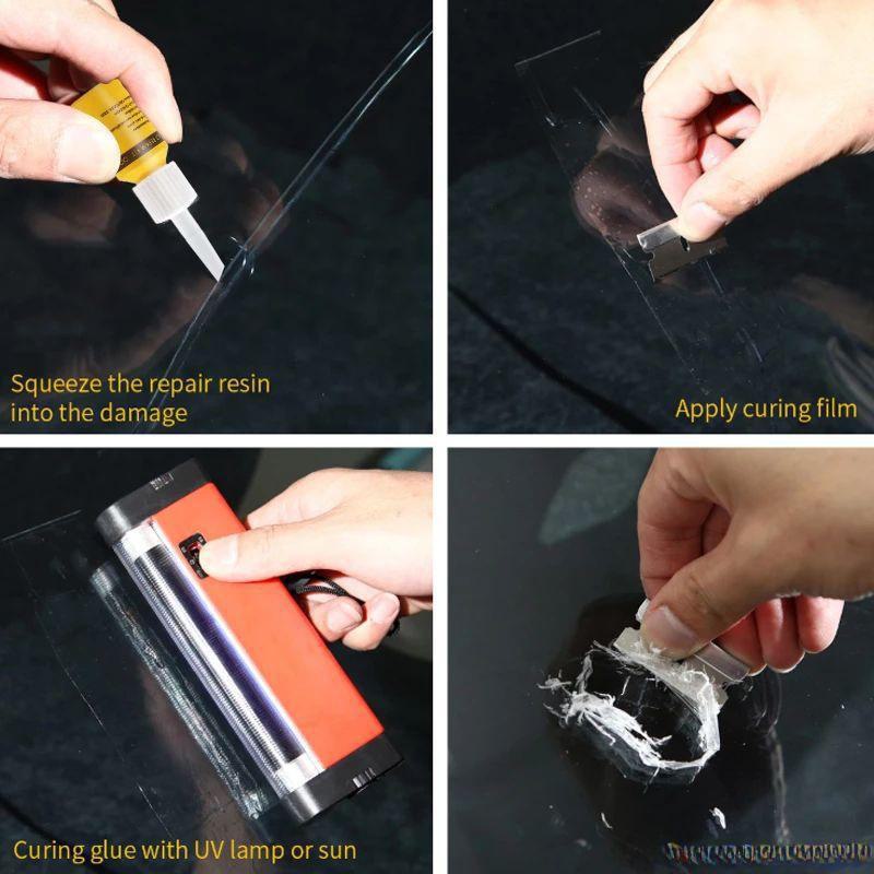 Windshield Repair Kit: Car Glass Scratch Remover with Traceless Glue