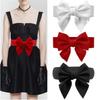 Stretch Elastic Belt with Oversized Bow Adjustable Waist Cincher for Dresses Tassel Detail Sash for Women Sweet Style Ribbon Belt
