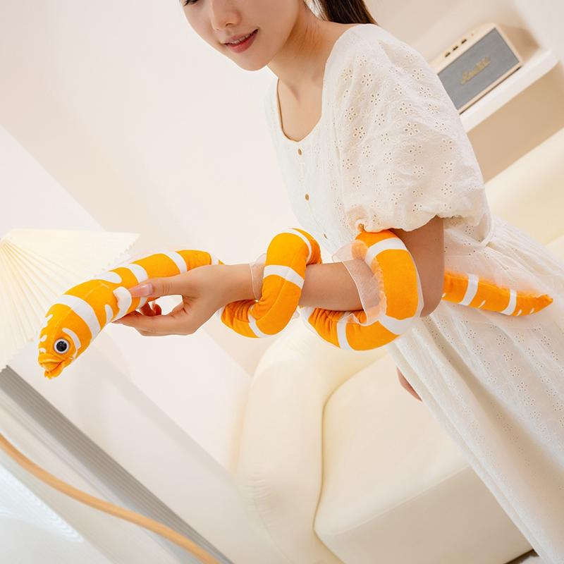Simulated Snake Conger Eel Plush Doll Soft Streak Simulation Toys Cartoon Animals Pillow Birthday Xmas Gifts for Boys and Girls