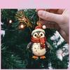 Рождественский пингвин акриловое украшение для автомобильного зеркала с мультяшным стилем для декора салона автомобиля