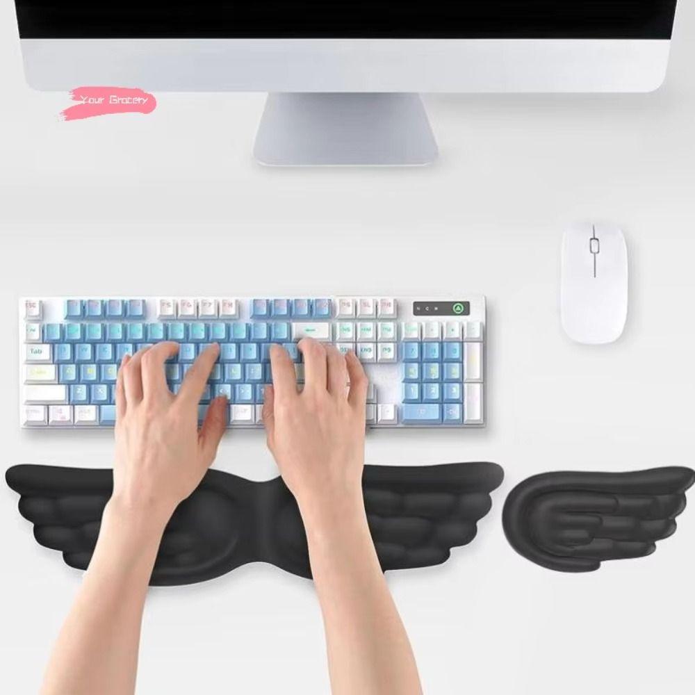 Slow Rebound Mouse Wrist Support Pad Creative Wing Design Ergonomic Mouse Cushion Wrist Rest Waterproof Keyboard Hand Rest
