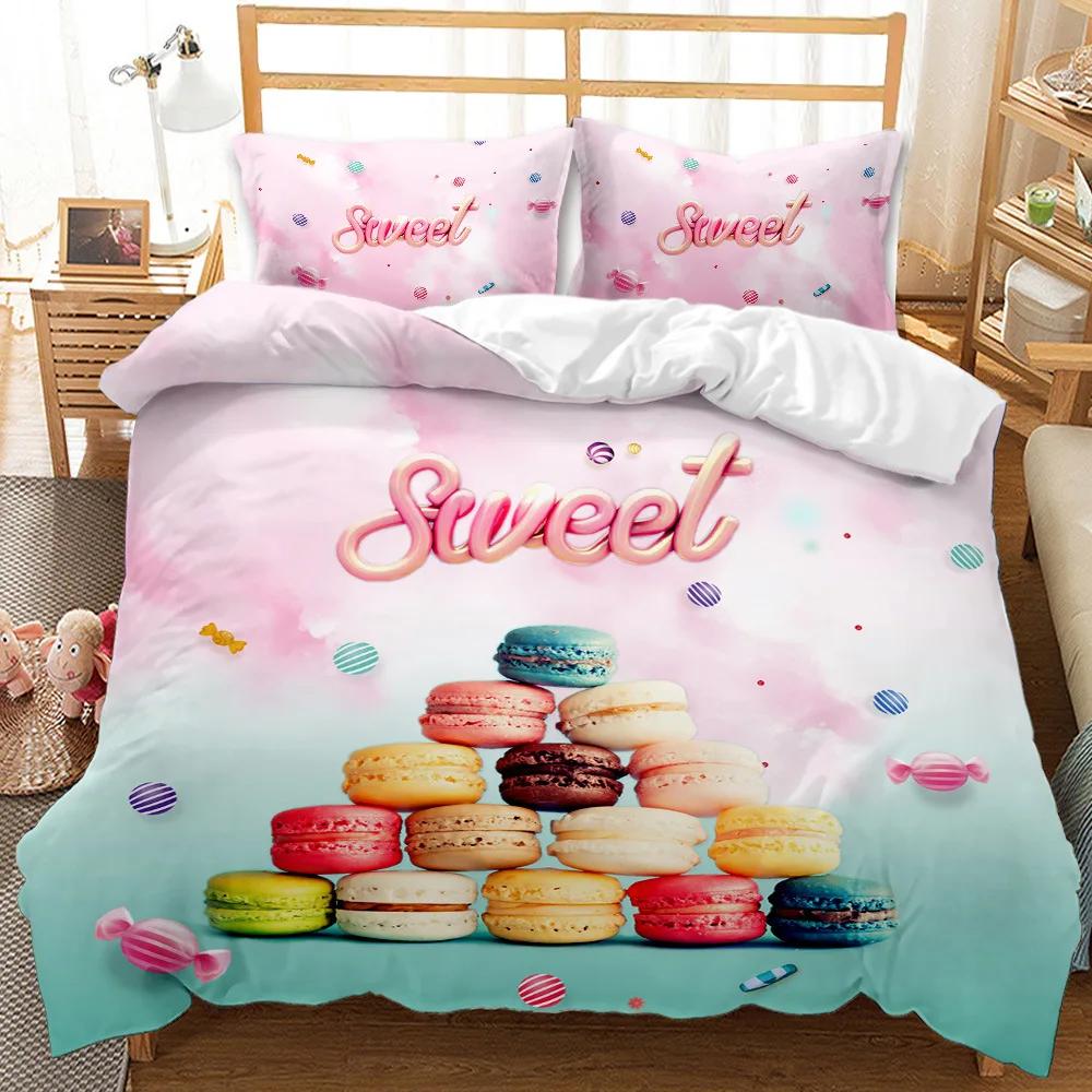 BEST.WENSD Quality 100% Cotton Bedding Set Winter Duvet Cover Sets Reactive Printing Small Fresh Food Doughnut Bedding Sets