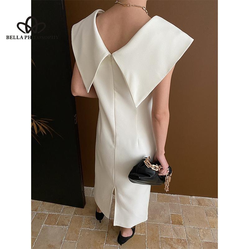 Дизайнерский стиль Французское платье с острым вырезом на талии и разрезом Длинное платье Платье в повседневном стиле Женское платье