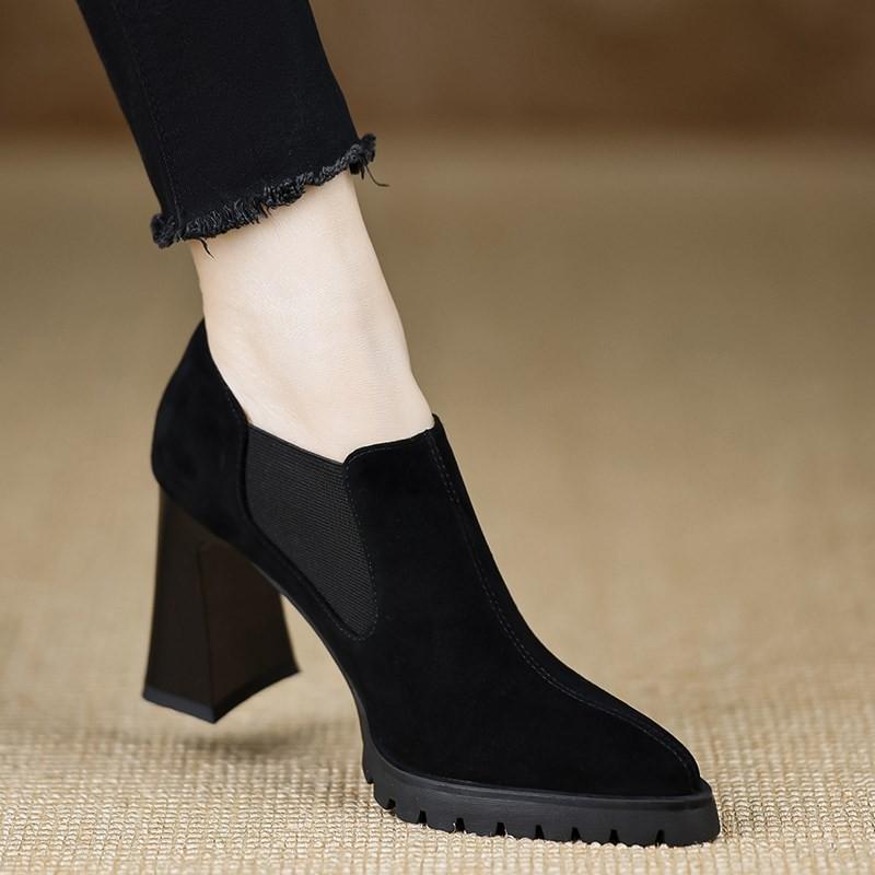 Модные туфли AJGS Новые высококачественные туфли для женщин на высоком каблуке Осенние однотонные кожаные туфли Сексуальные вечерние туфли на платформе с нескользящим высоким каблуком для женщин