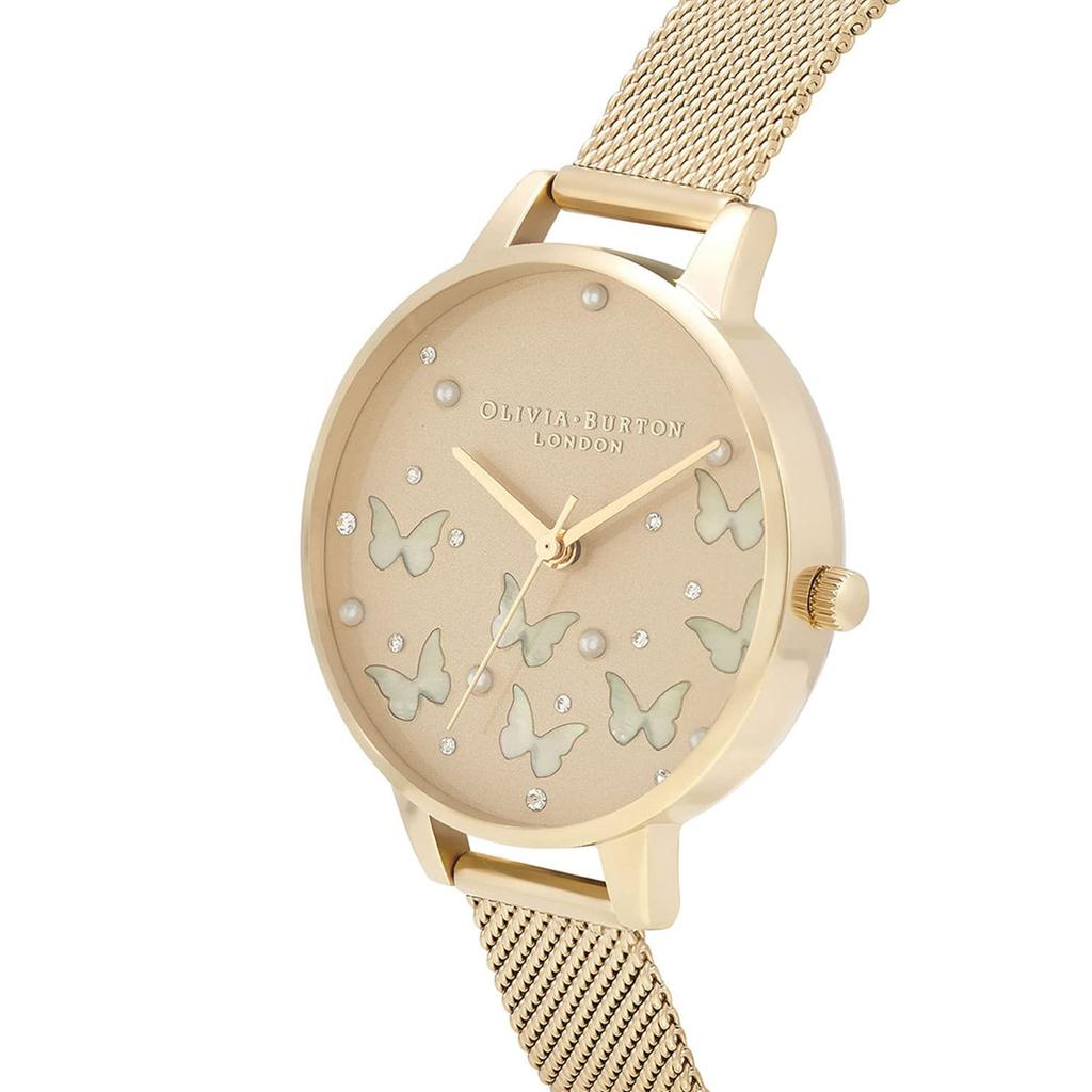 Авторизованный дилер Olivia Burton Часы женские OB16MB37 Sparkle Butterfly Demi Gold Mesh Серый циферблат Белый перламутровый Butterfly [OLIVIA BURTON] &