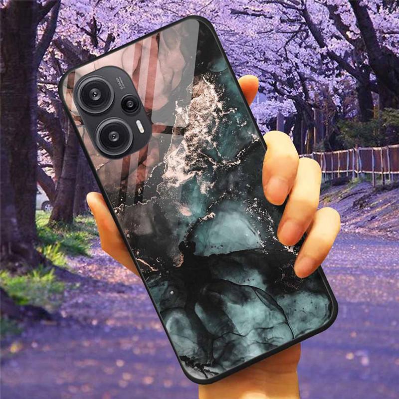 Для Xiaomi Poco F5 5G / F5Pro Чехол Закаленное Стекло Озеро Луна Жесткая Защитная Крышка для POCO F5 Pro Capas Funda на PocoF5 Роскошный Coque
