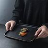 Japanese Black Frosted Steak Plate, High-Value Creative Square Plate, Restaurant Western Pasta Plate, Commercial Ceramic Dish Plate