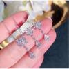 Shiny Zircon White Luxury Flower Water Drop Necklace Earrings with Chain 45CM Gift for Woman Senior Party Earrings Set