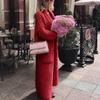 Temperament Commuter Lapel Вязаный кардиган Коллаж Однотонный Длинный женский трикотажный свитер