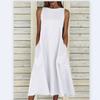 Women Maxi Long Dress Womens Summer O-neck Sleeveless Sundress Casual  Long Dresses Soild Polyester Dress