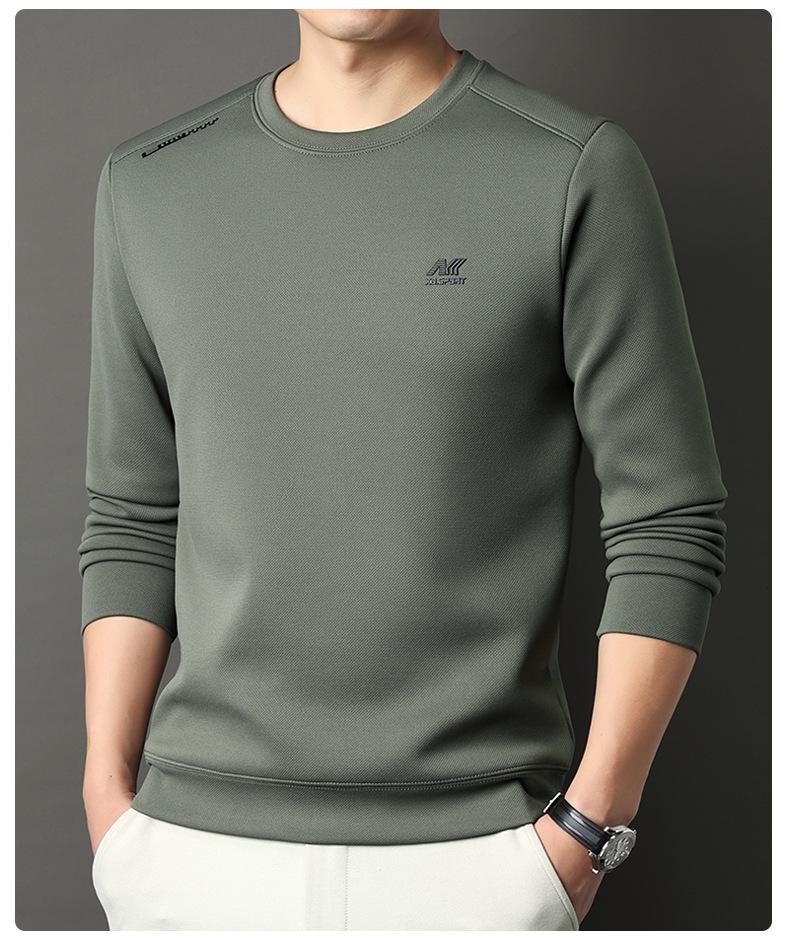 2025 Men's Fleece-Lined Casual Round Neck Warm Sweatshirt Long Sleeve T-shirt Winter Collection