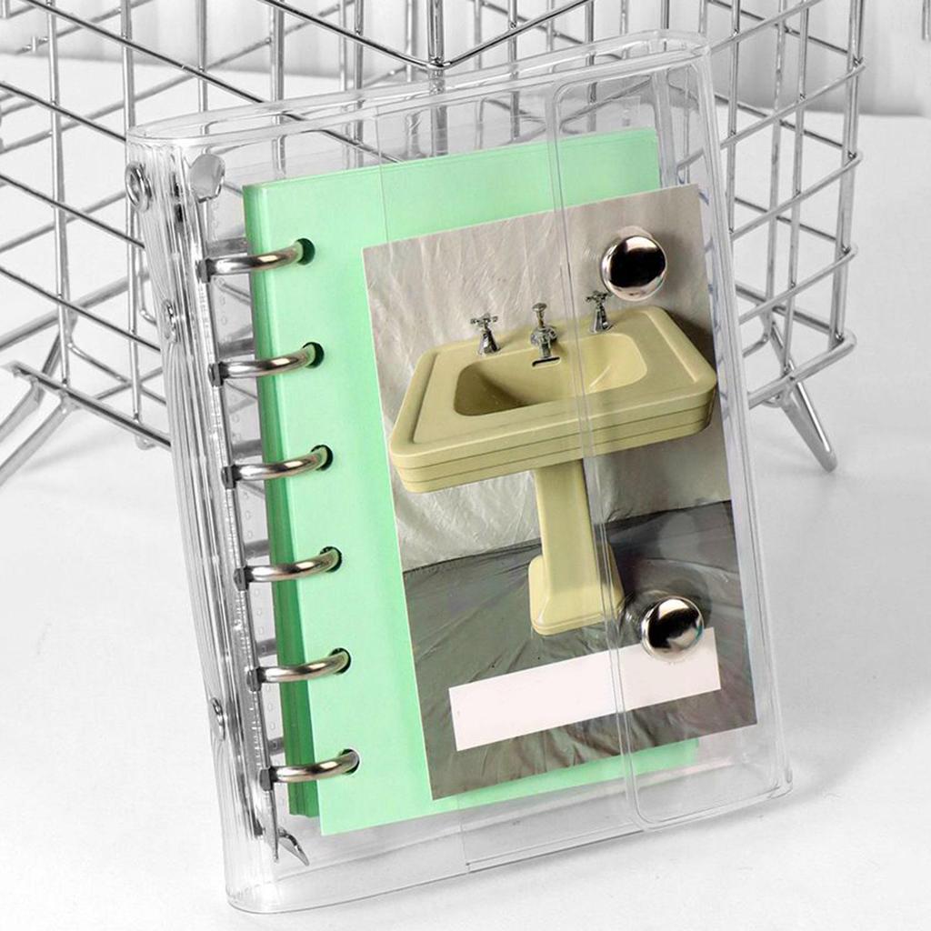 A6/A7 Clear Binder Covers 6-Ring Transparent PVC Budget Binder for Document Photo Ticket Expense Planner Cover Loose Leaf Folder