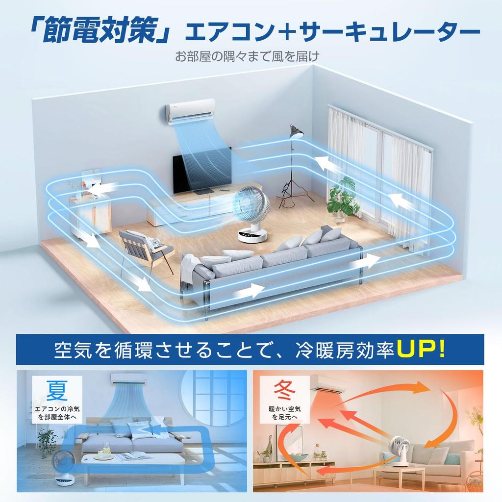 Fan Circulator Saving Tabletop Powerful Air 25 Tatami Living Room 4 Levels of Air Flow Automatic Hour Timer Comes with Remote Air Room Clothes Rainy