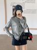 Fake two-piece plaid splicing design sense long-sleeved sweater jacket autumn new niche baseball  women