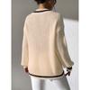 Autumn and Winter Women's Color Contrast Stitching V-neck Long Sleeve Beaded Casual Sweater