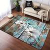 Rustic Wooden Daisy Floral Butterfly Area Rug Flannel Carpets for Home Living Room Kitchen Bedroom Decor Anti-Slip Floor Mat