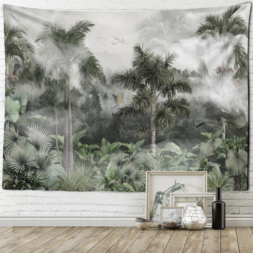 Гобелен «Попугай в тумане» психоделический хиппи Тапиз Бохо настенная роспись Эстетическая комната домашний декор