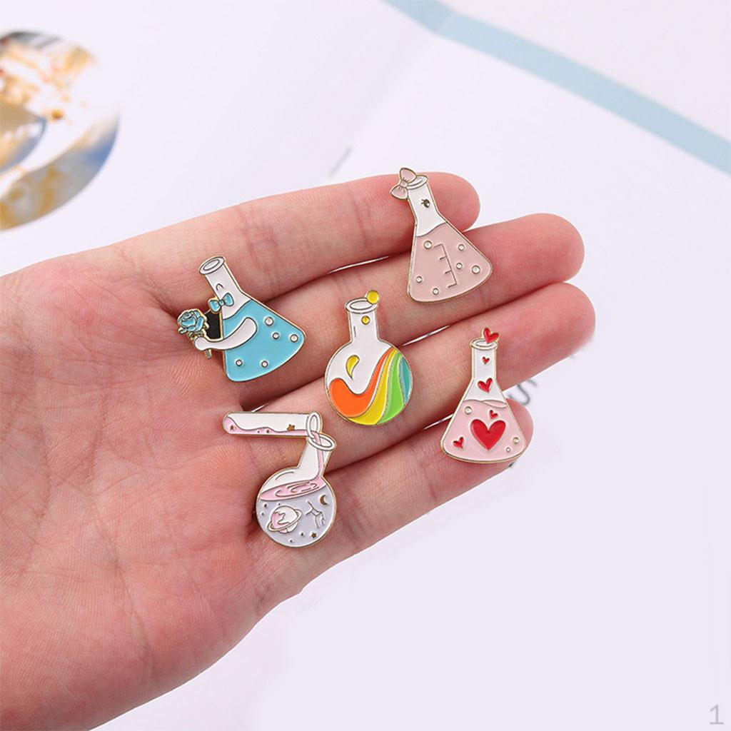 5x Beaker Enamel Brooches Badges Coat Pin Fashion Ornaments for Jewelry Backpack Accessories