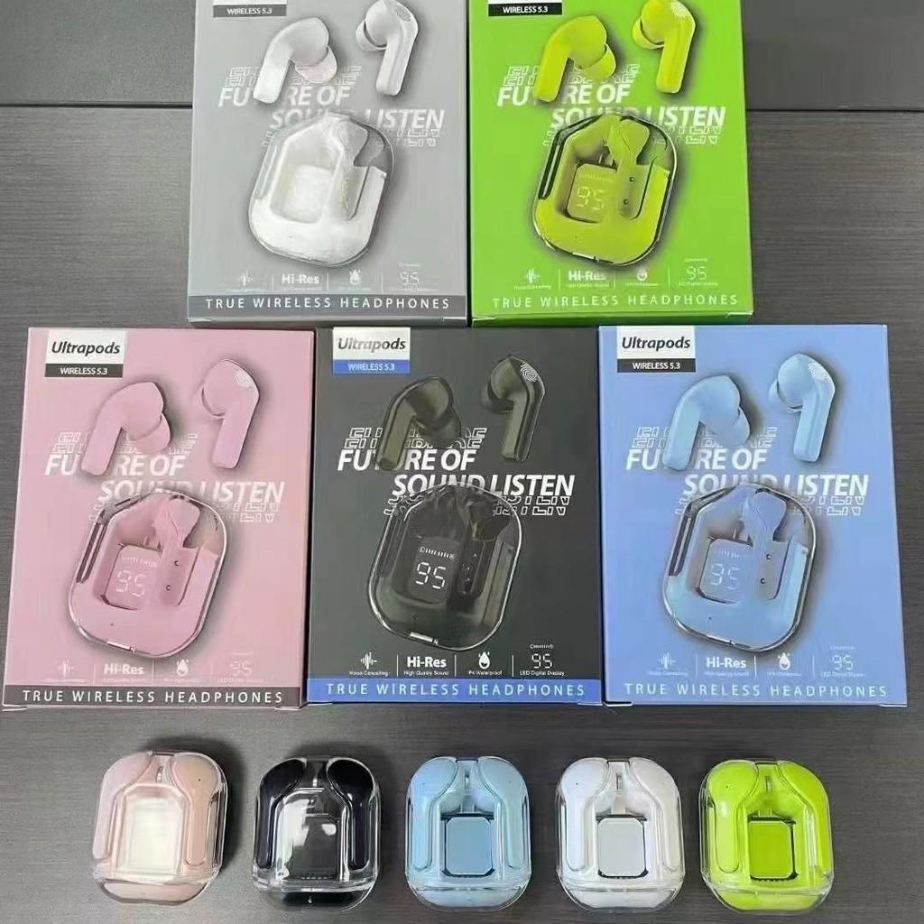 Новые прозрачные беспроводные Bluetooth-наушники AIR31 AIR39 с цифровым дисплеем и шумоподавлением для звонков (двухушные)