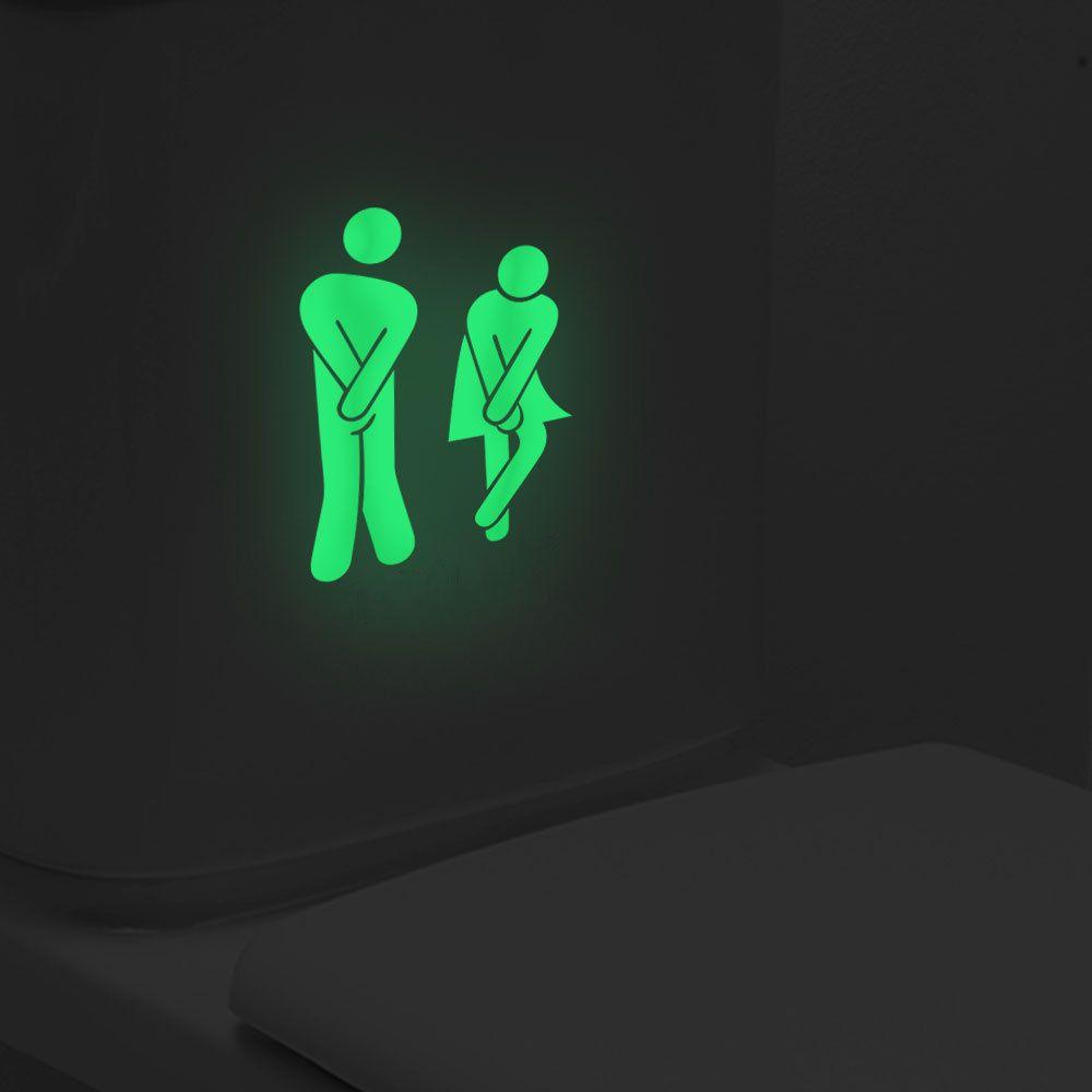 Luminous Bathroom Glow In The Dark Toilet Sticker Indicator Label Wall Sticker Washroom Door Sign