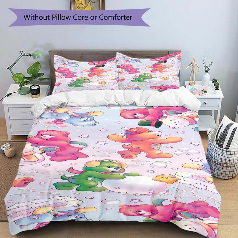 3Pcs Bear Friends Winter Scene Bedding Set Quilt Cover Pillowcase Home Christmas Xmas Halloween Gift 1 Duvet Cover 2 Pillowcase S921121