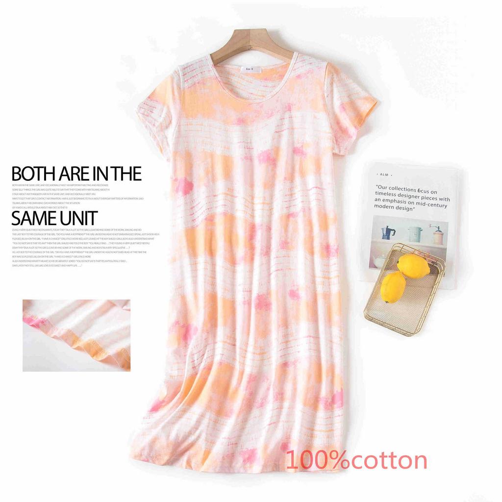 Plus Size Summer Women Nightdress Short Sleeve Cute Cartoon Sleepwear Sweet O Neck Nightgowns Pyjamas Lady's Cotton Sleepdress