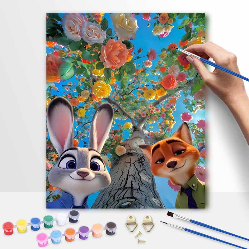 Disney Зверополис набор для рисования маслом ручной работы DIY подарок украшение для дома. Джуди Ник красочный цветочный дерево картина настенное искусство декор