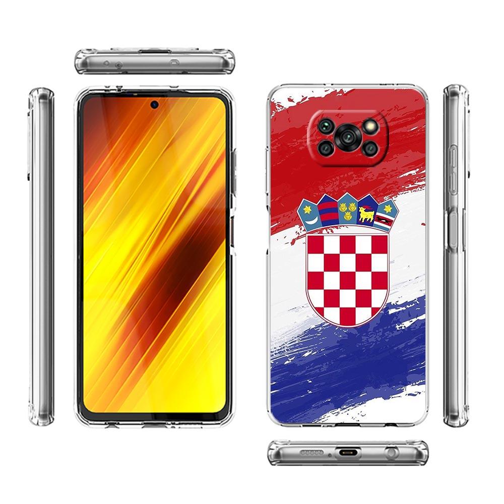 Чехол для телефона с футбольным флагом Хорватии для Xiaomi Poco X3 NFC F3 M3 X4 X5 Pro 5G Mi 11 12 Lite Ultra 11T 11X 12T Pro 11i, прозрачный чехол