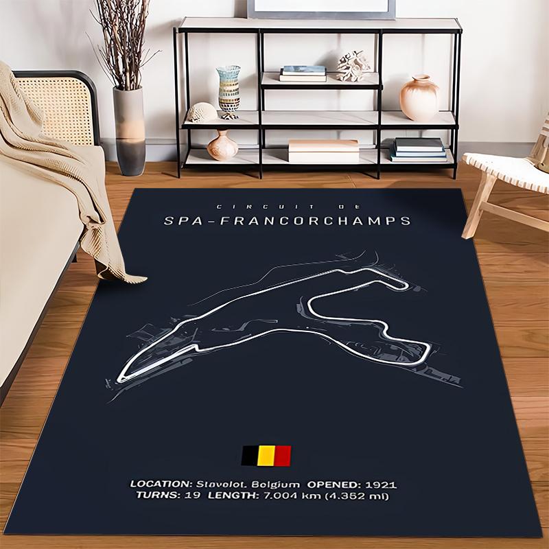 Spa-Francorchamps Circuit Map Rug Non-slip rug suitable for living room and bedroom sofas.