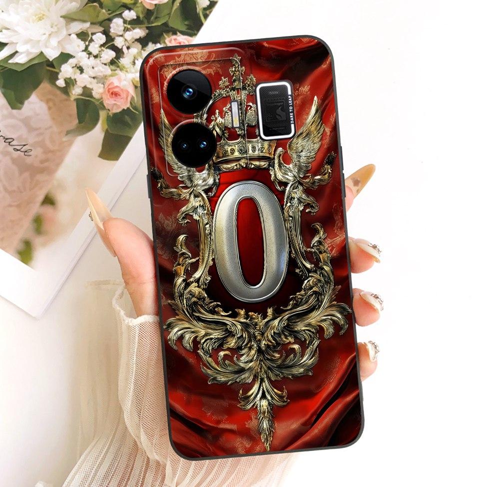 For Realme GT Neo5 Case RMX3706 Luxury A-Z Letters Fashion Crown 2D Painted Silicone Bumper For Real me GT Neo 5 Casing