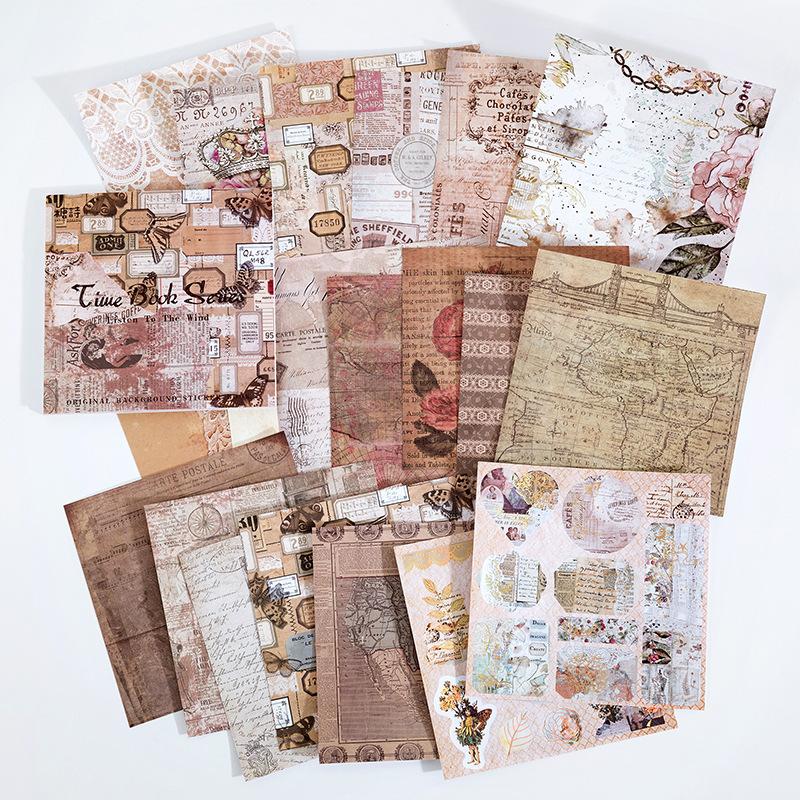 JIANWU 20Pcs Vintage Journal Background Decoration Sticker Book Literary Art Fresh DIY Scrapbooking Material Stickers Stationery