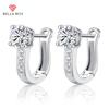 BELLA BOX Simple Stylish Hoop Earrings for Female Silver Plated Crystal Cubic Zirconia Delicate Women’s Earrings Daily Wear Jewelry