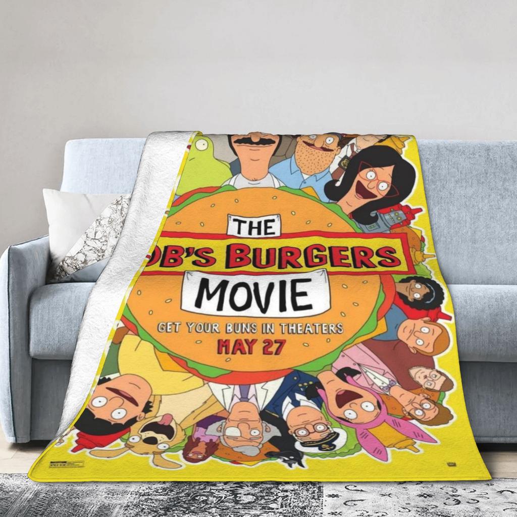 Уютное одеяло с принтом 'Cozy Bobs Funny B-Burgers' Товар для фанатов Декоративное для дома Пледы Ультрамягкий флис для путешествий