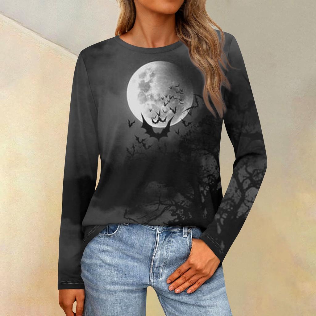 Women's Loose Casual Casual Long Sleeve Round Neck Collar Solid Color T-Shirt Top