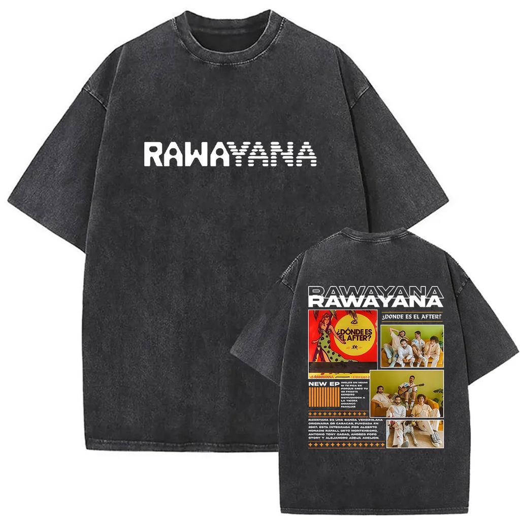 Vintage Washed Rawayana Donde Es El After Album Print TShirt Men Women Hip Hop Pop Music Short Sleeve T Shirt Streetwear