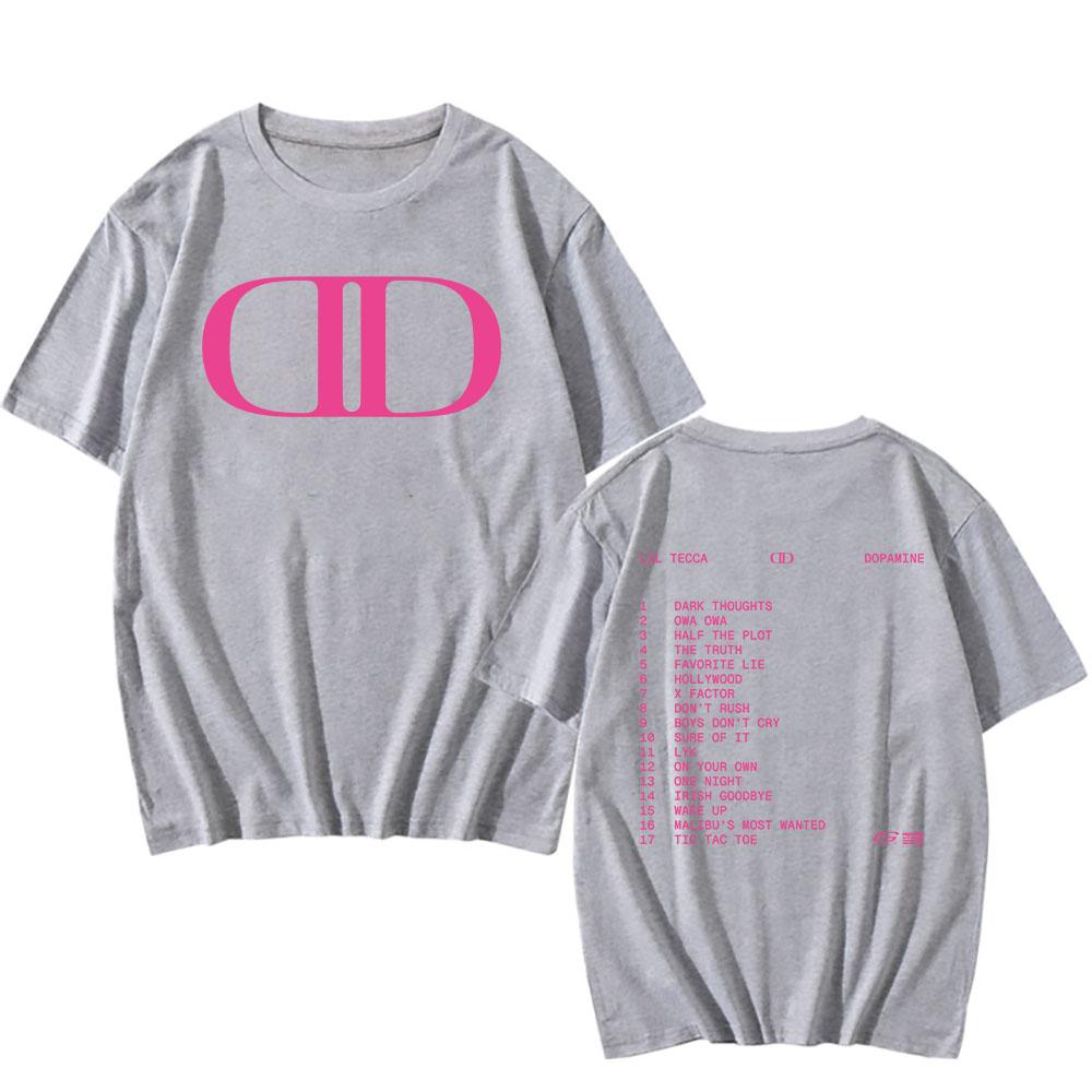 Lil Tecca DOPAMINE Футболка с альбомом, рэперский графический принт, модные футболки, футболка с коротким рукавом, хлопковая футболка, унисекс, уличная одежда, хип-хоп, мужские футболки