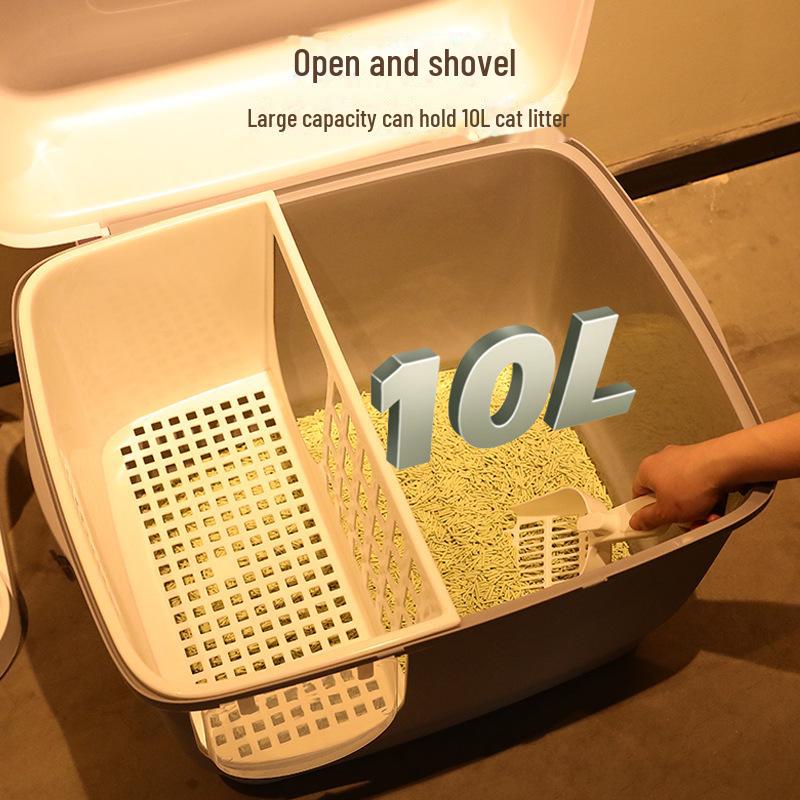 Полностью закрытый туалет для кошек в коридорном стиле: Большой, с длинным каналом, устойчивый к песку и запахам, для котят и крупных кошек