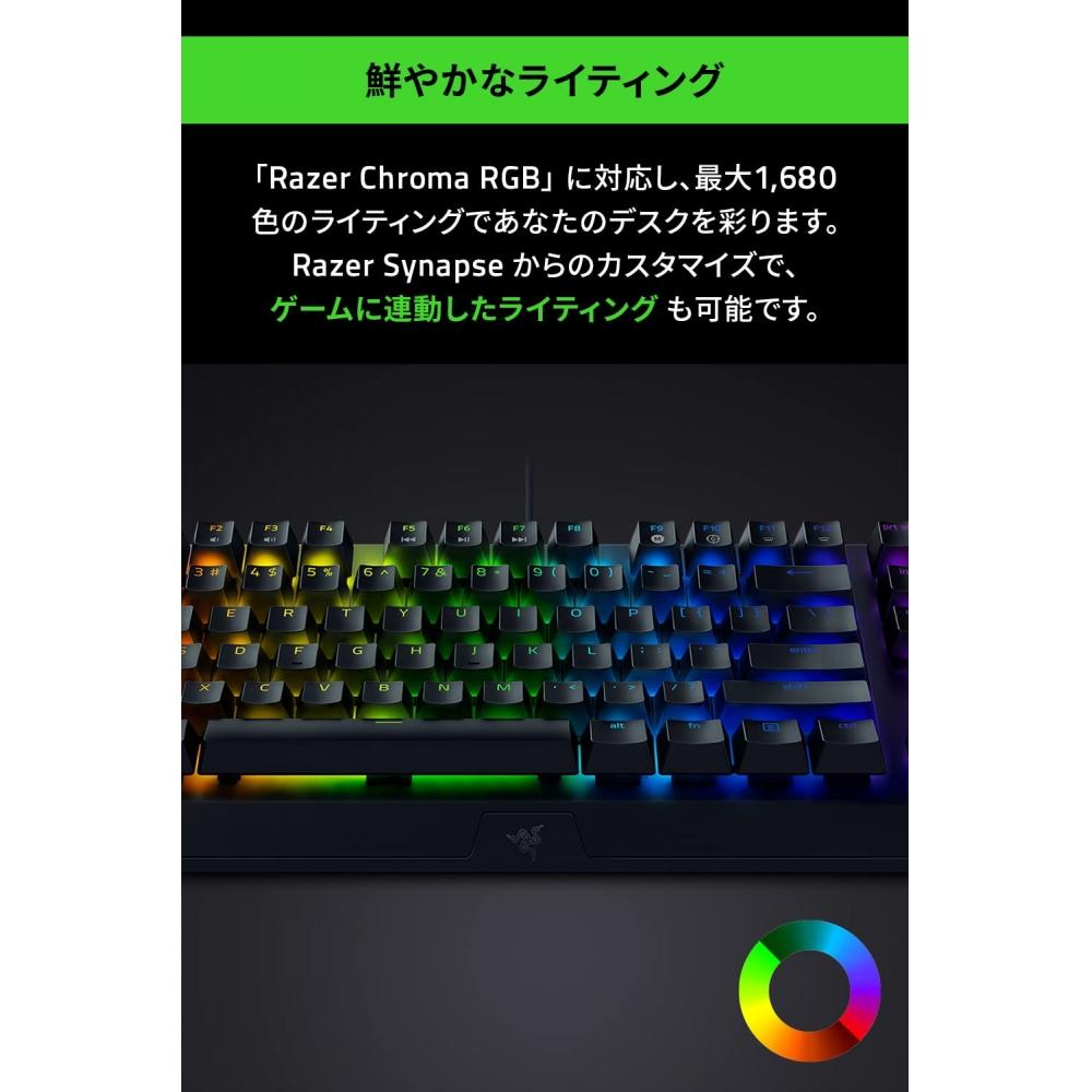 Razer Игровая клавиатура Tenkeyless Механическая клавиатура BlackWidow V3 Tenkeyless JP - Желтый переключатель Механическая желтая ось Прозрачный корпус Chroma RGB Highl