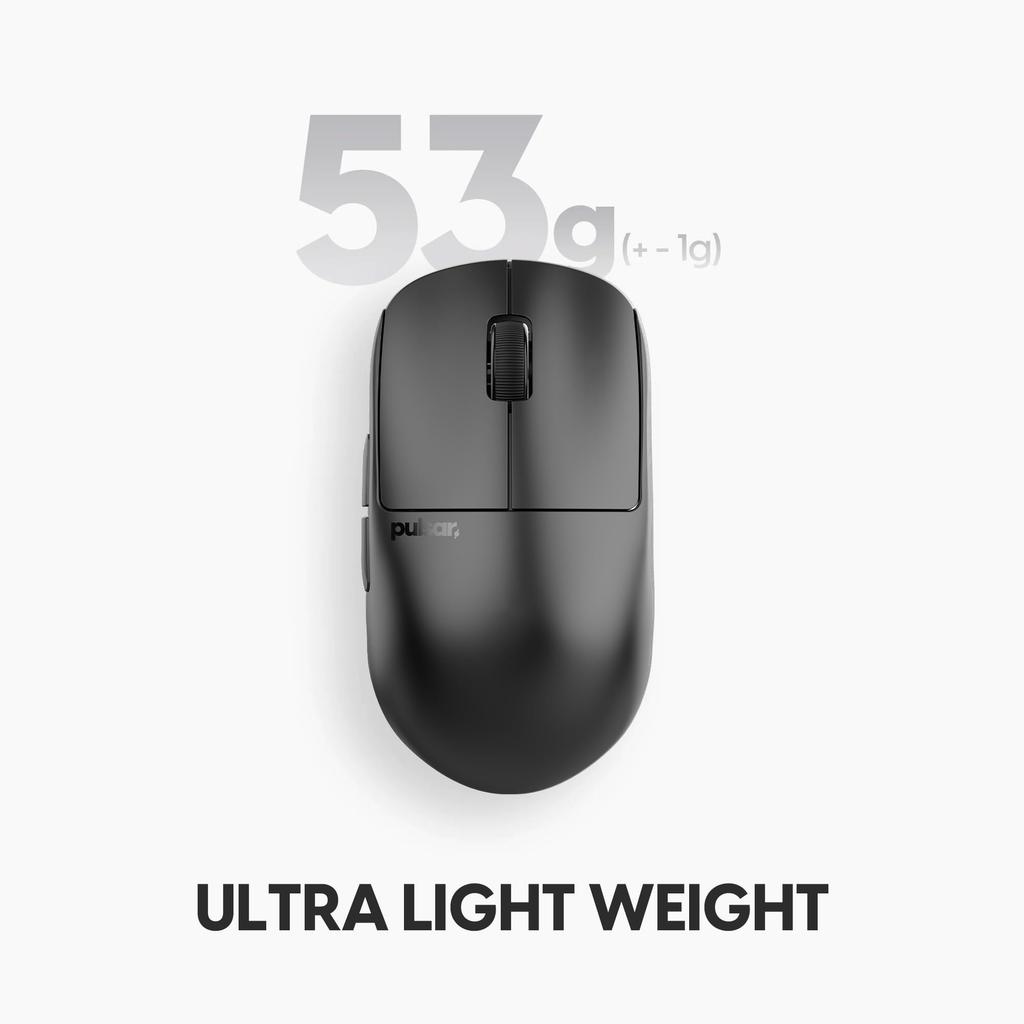 Беспроводная игровая мышь Pulsar Gaming Gears X2H v3, флагманский оптический сенсор 32000, сверхлегкая (53 г), Симметричная, 2,4 ГГц, 1 мс, DPI, Переключатель, XS-1