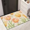 Watercolor Flower Bathroom Floor Mat Toilet Mat Bathroom Door Non-slip Entry Door Mat Bathroom Absorbent Door Mat