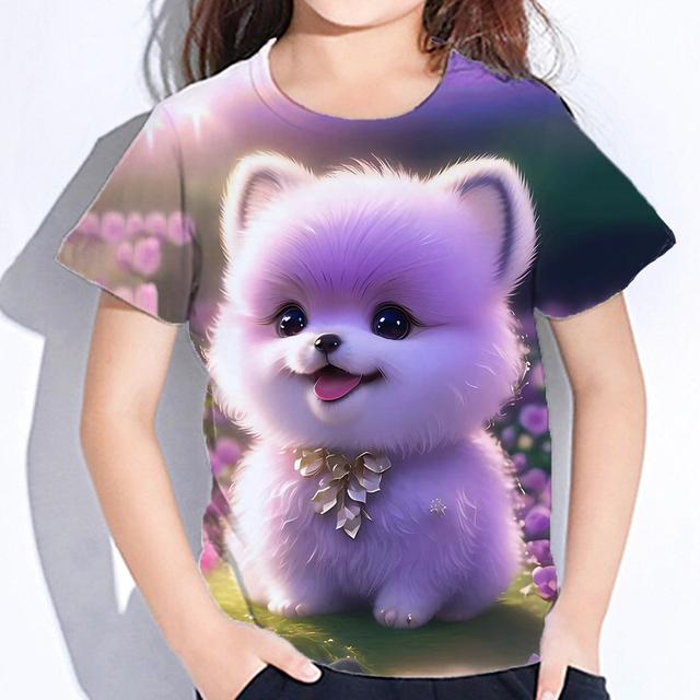 Cute Furry T-shirts Girl 3d Print Animals Kids Tops Autumn Korean Children's Clothing Child Tee Shirt  Fashion 23 Style